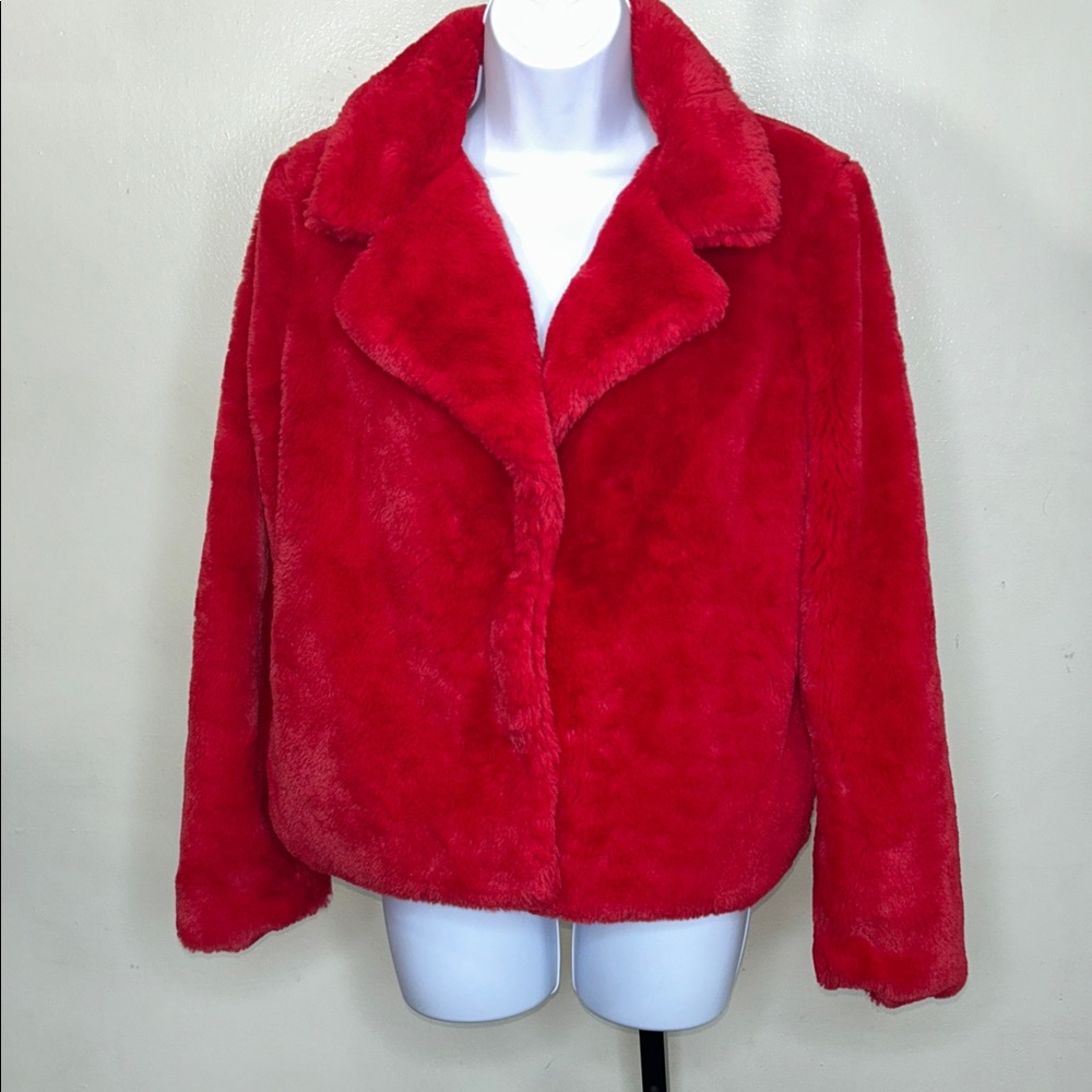 Ci Sono Vibrant Red faux fur Teddy Jacket